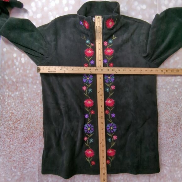 Susan Graver Black Floral Embroidered Velour Jacket, Women's Small NWT - Picture 9 of 11